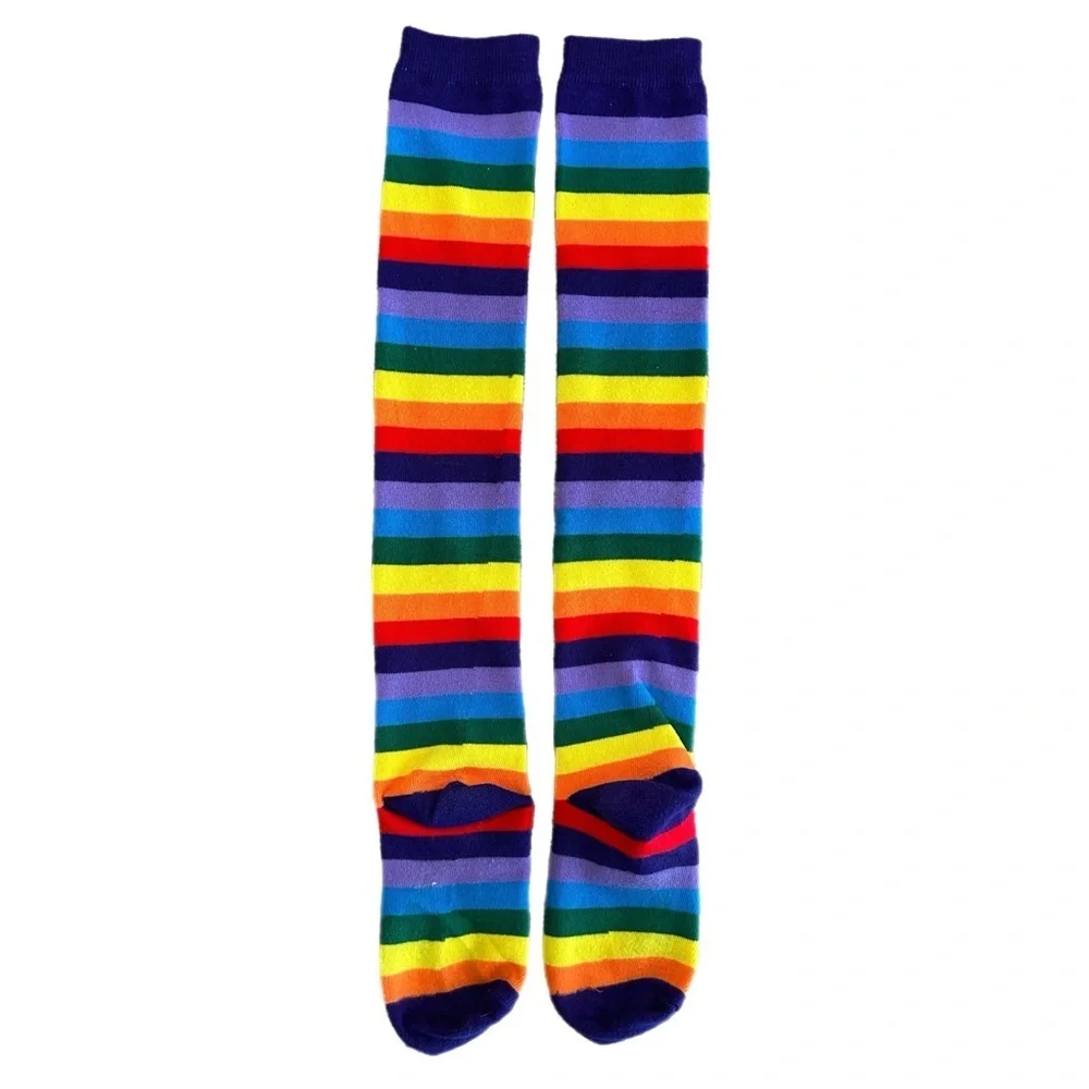 Bright Rainbow Stripe Knee-High Socks - Multicolor